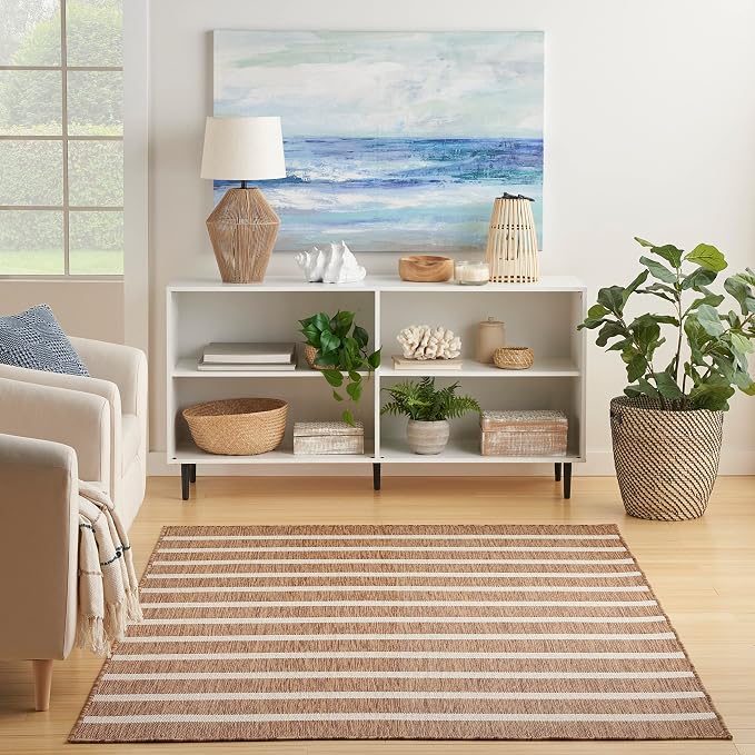 Nourison Home Positano Jute Ivory 4' x 6' Area Rug - Easy Clean, Non Shedding, Bed Room, Living Room, Dining Room, Kitchen (4' x 6')