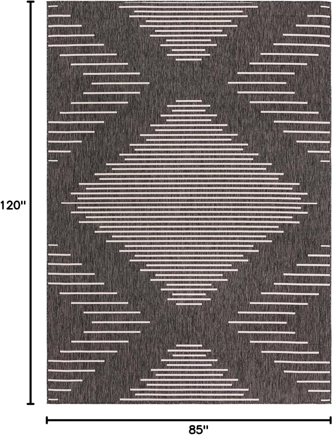 Unique Loom Outdoor Modern Collection Area Rug - Tambor (7' 1" x 10' Rectangle, Charcoal Gray/ Ivory)