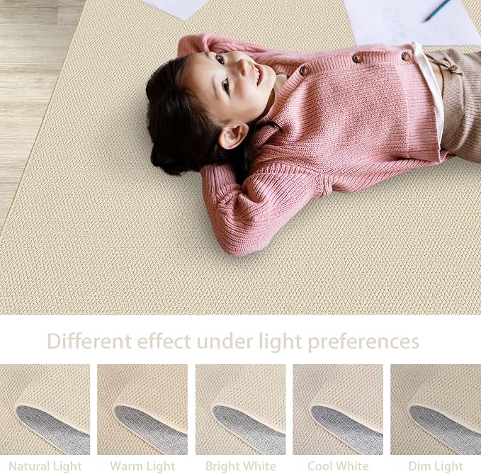 Garvee 9x12 Area Rugs for Living Room Solid Color Washable Rug, Beige | Modern Textured Weaving Non Slip Low Pile Non Shedding Stain Resistant Foldable Soft Rug for Bedroom Dining Room Nursery