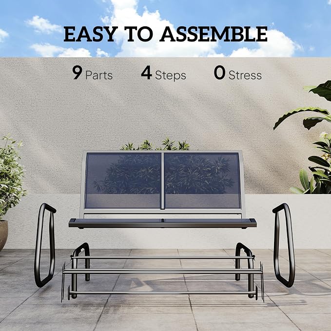 Outsunny 2-Person Outdoor Glider Bench, Patio Double Swing Rocking Chair Loveseat w/Powder Coated Steel Frame for Backyard Garden Porch, Dark Blue
