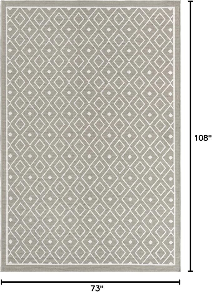 Unique Loom Outdoor Trellis Collection Area Rug - Kafes (6' 1" x 9' Rectangle, Gray/ Ivory)