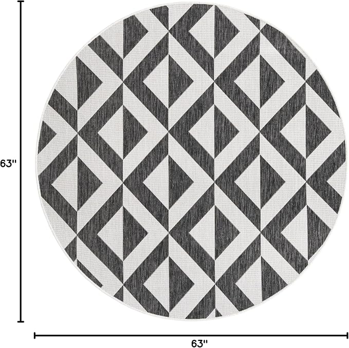Jill Zarin Jill Zarin Outdoor Collection Area Rug - Napa (5' 3" Round Charcoal Gray/Ivory)