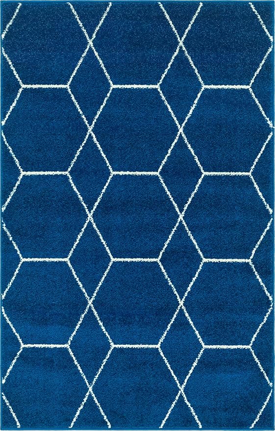 Unique Loom Trellis Frieze Collection Area Rug - Geometric (2' x 3' 1", Navy Blue/ Ivory)