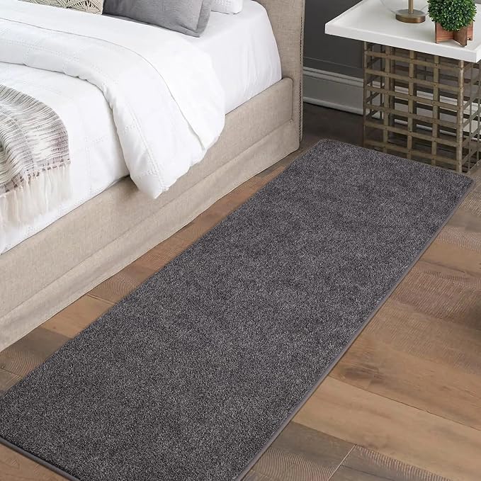 Keeko 2x6 Area Rugs for Living Room,Soft Washable Memory Foam Bedroom Rug | Indoor Throw Rug Low Pile Minimalist Non Slip Carpet for Kids Nursery Classroom Dorm Room Home Decor Dark Grey and White
