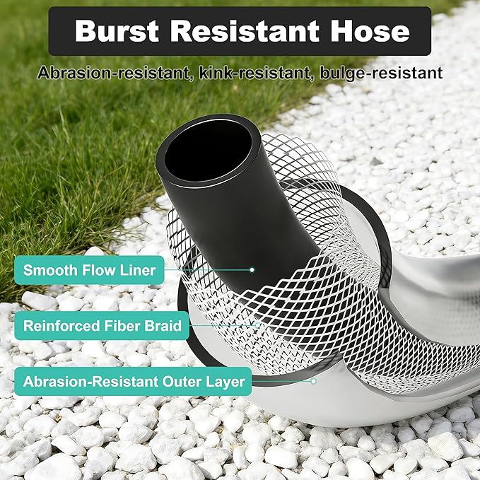 Retractable Garden Hose Reel, 100Ft x 1/2" Durable Wall Mounted Water Hose Reel with 180¡ãSwivel Bracket, 9 Pattern Sprayer, 6Ft leader hose,Smooth Automatic Rewind, Any Length Lock.