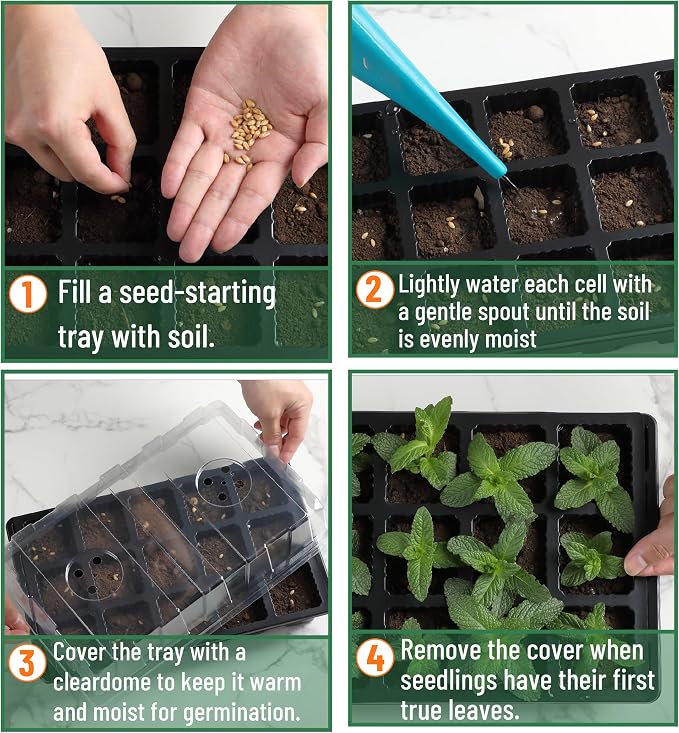 Mr. Pen 5-Set Seed Starter Tray Kits | Durable Plant Germination Trays with Humidity Vented Domes and Bases, Ideal for Seed Starting, Indoor Gardening