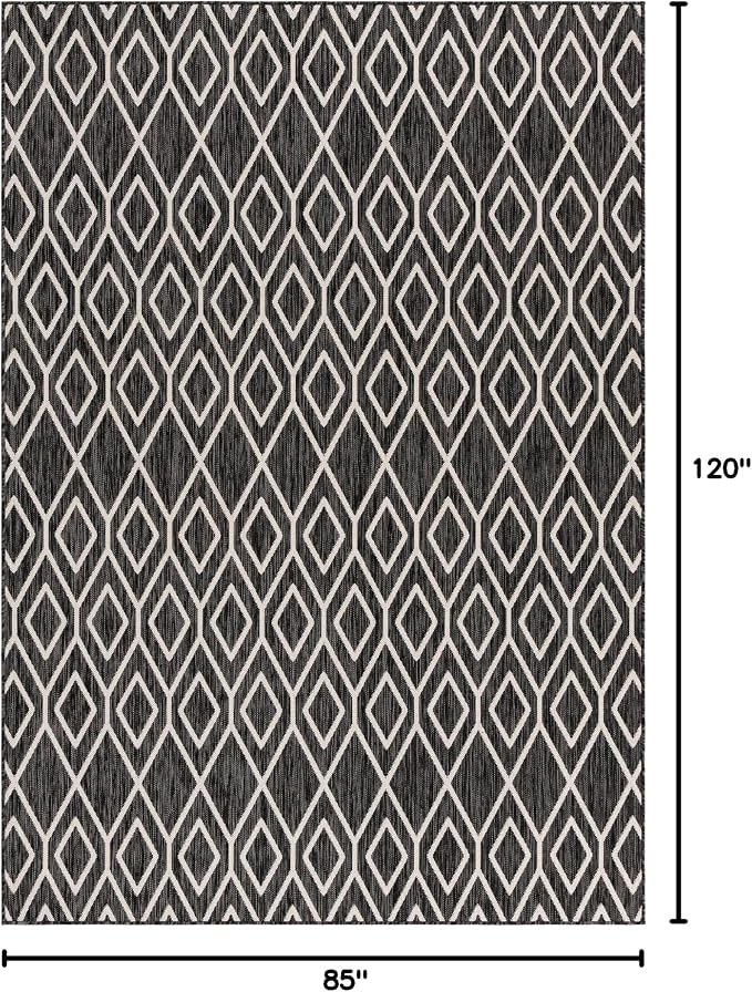Jill Zarin Outdoor Collection Area Rug - Turks and Caicos (7' x 10' Rectangle Charcoal Gray/Ivory)