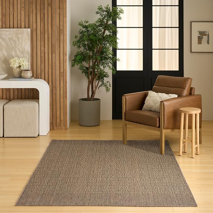 Nourison Home Tulum Brown 4' x 6' Area Rug - Easy Clean, Non Shedding, Bed Room, Living Room, Dining Room, Kitchen (4' x 6')