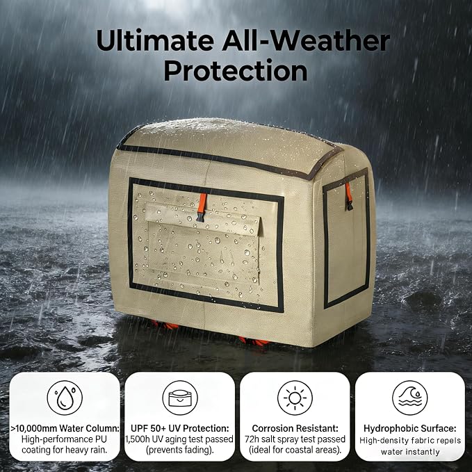 Generator Covers While Running, 21.7"L x 13.8"W x 17.4"H, Compatible With Honda EU3200i, EU2000i, Champion, Westinghouse 2200, WEN 56235i, and Pulsar G2319N Generators,Khaki