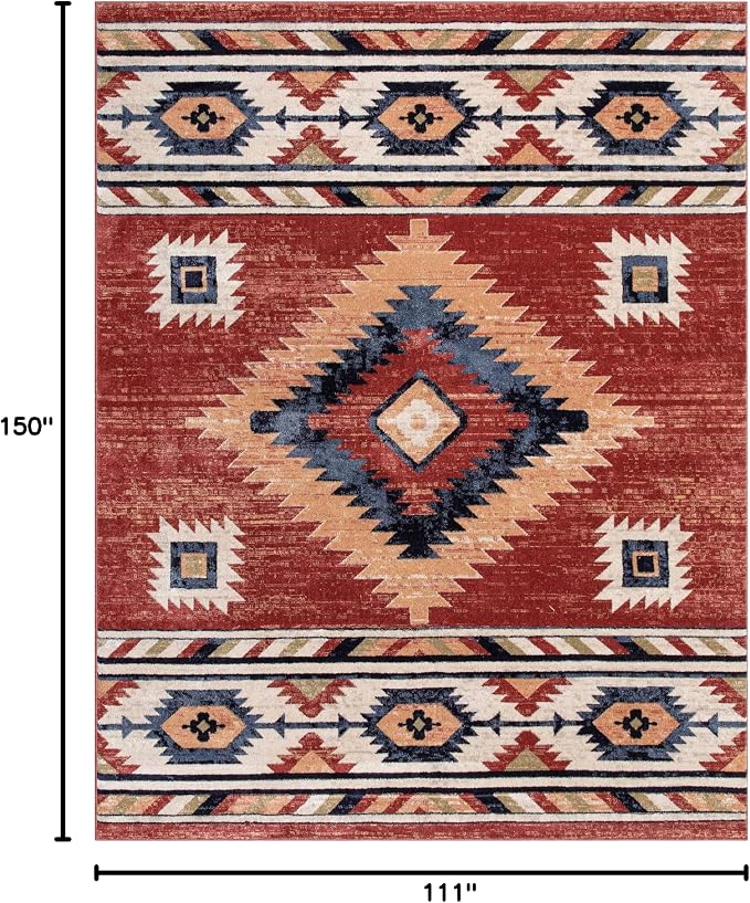 Well Woven Tulsa Lea Crimson Traditional Southwestern Tribal (9'3" x 12'6") Area Rug
