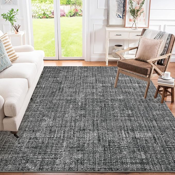 Garvee Modern Solid 5x7 Area Rugs for Living Room Washable Rug Grey | Soft Non Slip Rugs for Bedroom, Low Pile Neutral Rug, Stain Resistant Foldable Carpet for Playroom Dorm, Farmhouse Rugs