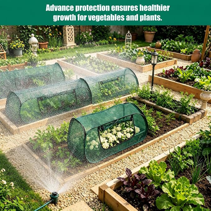2PCS Raised Garden Bed Cover, Pop Up Plant Protector Crop Cage | 45"x22"x16" Protects vegetables and plants from animals & pests, pop-up design for easy garden protection