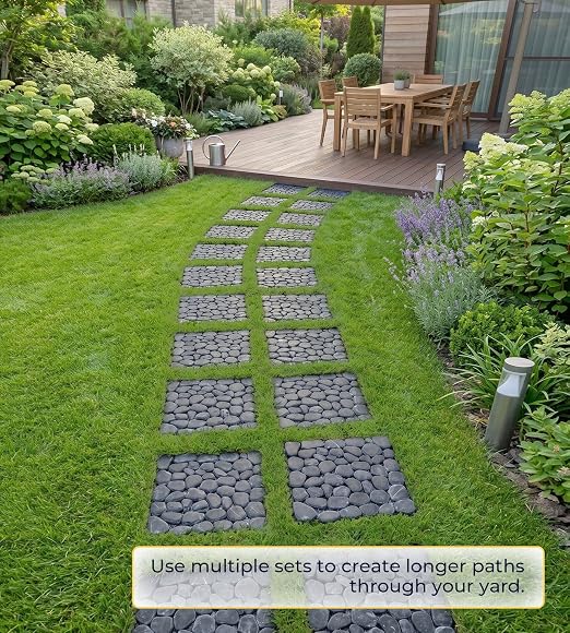 4 Pcs 11.8" Interlocking Stepping Stones Outdoor for Garden | Durable, Easy to Install, Heavy, Gentle on The Feet, Great Drainage, Decorate Garden, for Lawn, Pathway, Walkway