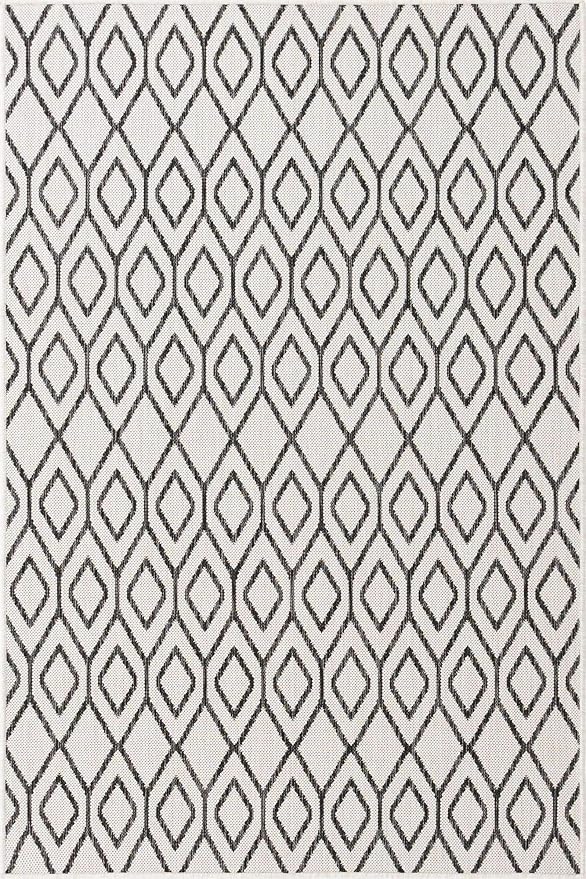 Jill Zarin Outdoor Collection Area Rug - Turks and Caicos (4' x 6' Rectangle Ivory/Black)