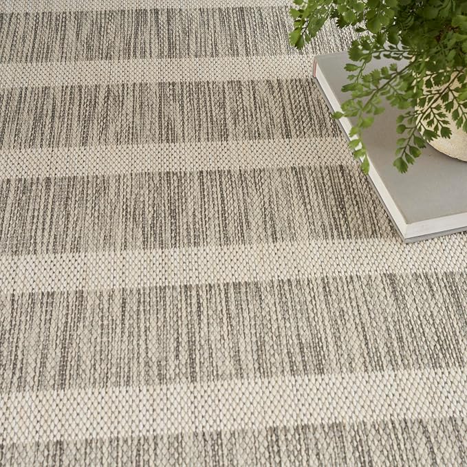 Nourison Home Positano Grey Ivory 6' x 9' Area Rug - Easy Clean, Non Shedding, Bed Room, Living Room, Dining Room, Kitchen (6' x 9')
