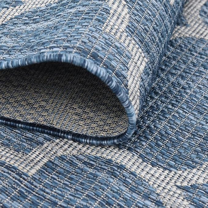 Unique Loom Trellis Collection Area Rug-Lattice Design, Moroccan Inspired for Indoor/Outdoor Décor, 7' 10" x 7' 10" Square, Navy Blue/Gray