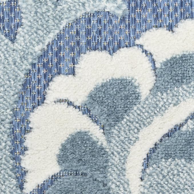 Nourison Home Aloha Blue 7'10" x 10'6" Area Rug - Easy Clean, Non Shedding, Bed Room, Living Room, Dining Room, Kitchen (8' x 11')