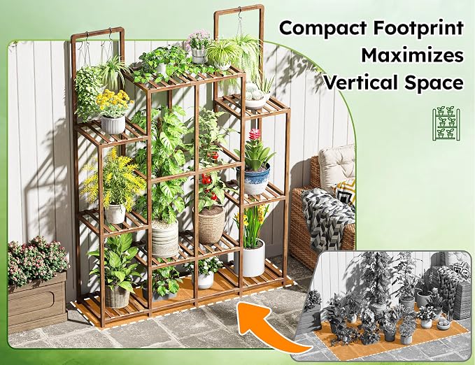 EnHomee 47''H Tall Plant Stand, Indoor Plant Stand with 18-22 Pots, Large Plants Shelves for Living Room, Patio, Balcony, Yard, Garden
