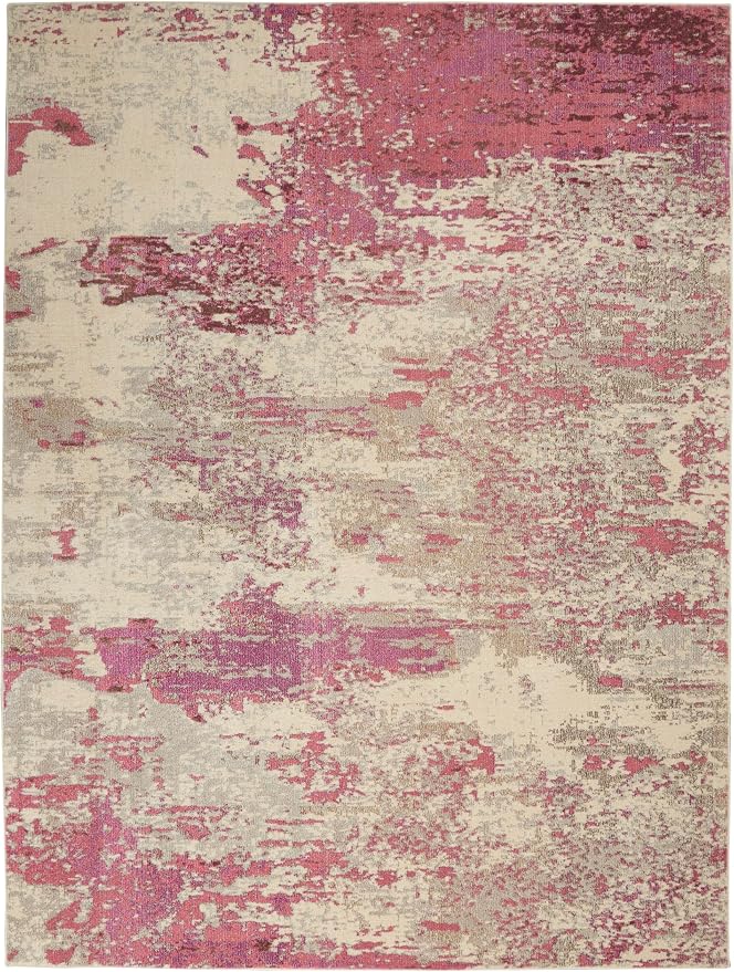 Nourison Celestial Modern Abstract Ivory/Pink 10' x 14' Area Rug, Easy Cleaning, Non Shedding, Bed Room, Living Room, Dining Room, Kitchen (10x14)