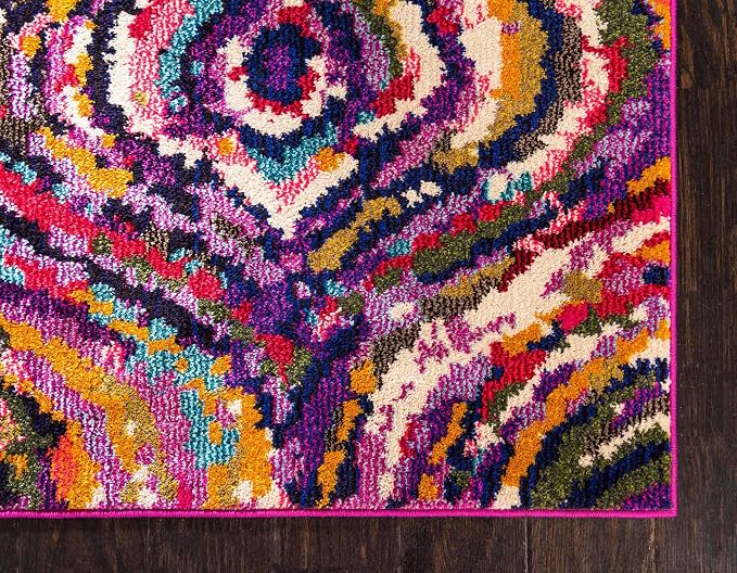 Unique Loom Estrella Collection Colorful, Abstract, Geometric, Gradient, Modern Area Rug (9' 0 x 12' 0 Rectangular, Multi/Pink)