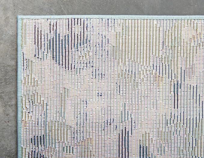 Unique Loom Chromatic Collection Area Rug - Champagne (8' Round, Light Blue/ Blue)