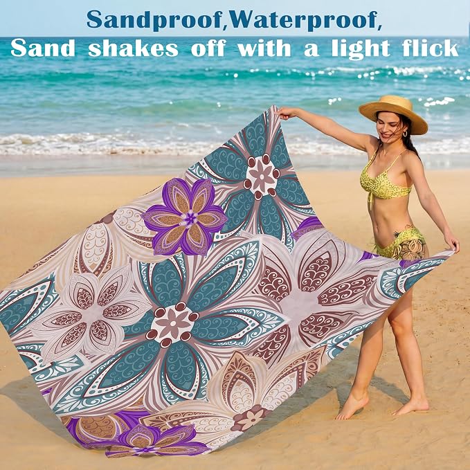 Famstar Beach Blanket Oversized Extra Large 78"X81"/10'X9',Waterproof Sandproof Beach Blanket 2-8 Adults Lightweight Durable for Travel Camping Hiking Picnic