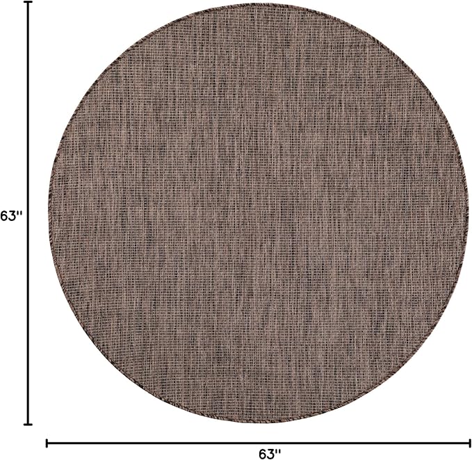 Unique Loom Outdoor Solid Collection Area Rug (5' 3" Round Light Brown/Ivory)