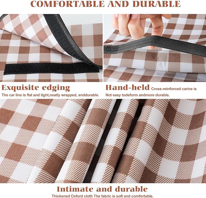 Picnic Large Blanket,78” × 78” Large Camping Blanket,with Handle,Waterproof and sandproof Bottom,Machine Washable,Outdoor Foldable Hiking Blanket, Portable and Easy to Clean (Coffee Grid)