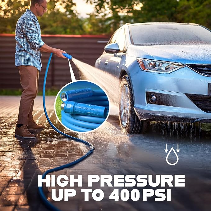 INVICTUS Garden Hose 50Ft x 5/8 in. Sprayer Nozzle Included, 2-Layer Heavy Duty Drinking RV Water Hose 50 Ft, Flexible, Lightweight, NON Expandable, Kink Resistant, Easy Connect Fittings