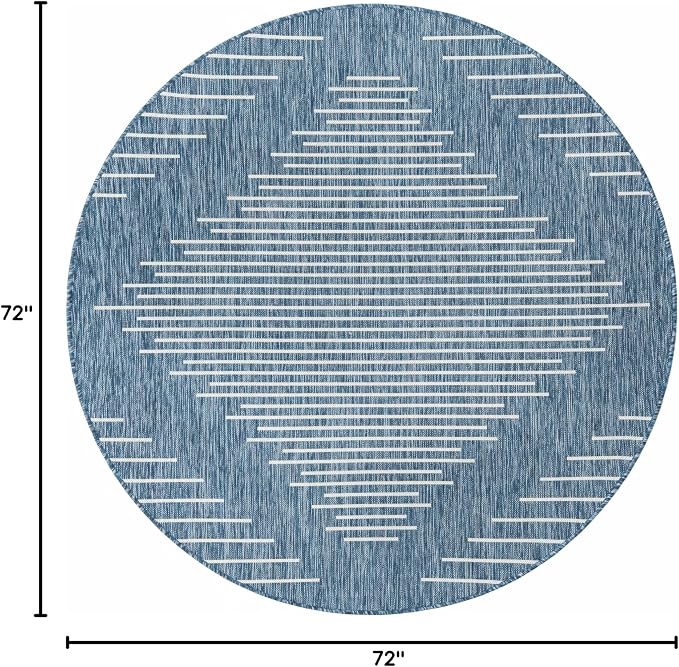 Unique Loom Outdoor Modern Collection Area Rug - Tambor (6' Round Blue/Ivory)