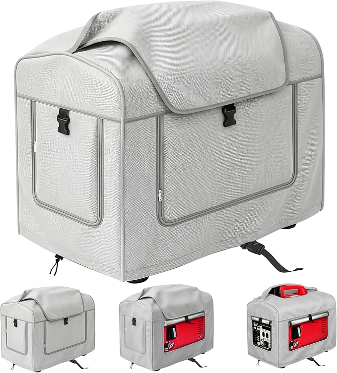 Portable Generator Cover,21.7 Lx 13.8Wx17.4H inches,Generator cover running, Can Be Rolled Up and Opened All Around.fits various scenarios, Gray.