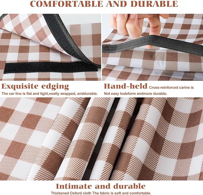 Picnic Blanket Waterproof Beach Rug 80''x118'' Picnic Mat Washable Lightweight with Handle Coffee Checkered for Hiking Travelling Outdoor Camping,Parks