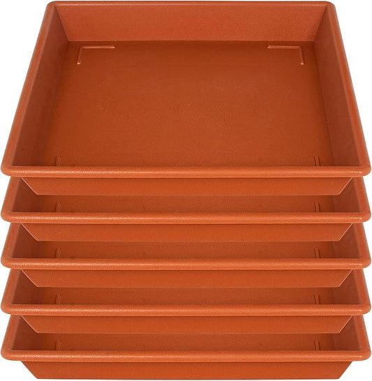 NIMYAU Square Plant Saucer 10 Inch 5 Pack, Plant Stand Flower Pot No Holes, Plant Trays for Pots Heavy Duty Plastic Plant Saucers for Indoors Outdoors Terracotta Plant Lover Gardening Gifts