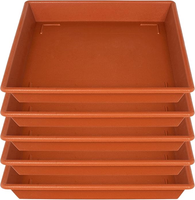 NIMYAU Square Plant Saucer 14 Inch 5 Pack，Plant Stand Plant Trays for Pots Heavy Duty Plastic Plant Saucers for Indoors Outdoors, Flower Pot No Holes Terracotta Plant Lover Gardening Gifts