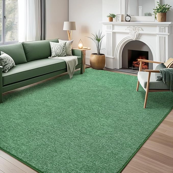 AROGAN 4x6 Area Rugs for Living Room Non Slip Dorm Bedroom Rug, Matte Green | Modern Area Rugs with Soft Memory Foam, Minimalist Washable Indoor Floor Carpet for Dining Room Office Kids Playroom Decor
