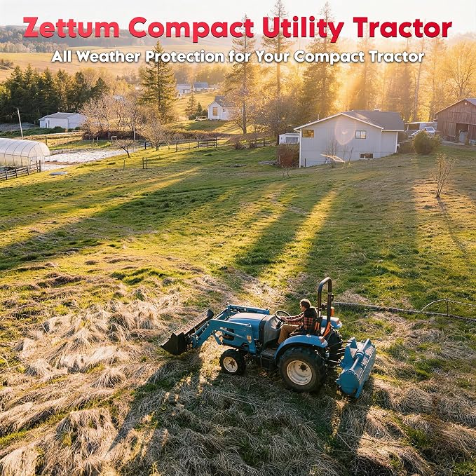 Zettum Tractor Cover - 600D Heavy Duty Waterproof Compact Utility Tractor Covers, Outdoor Windproof Small Farm Tractor Cover Fits Up to 189", Compatible with John Deere, Kubota, Mahindra and More