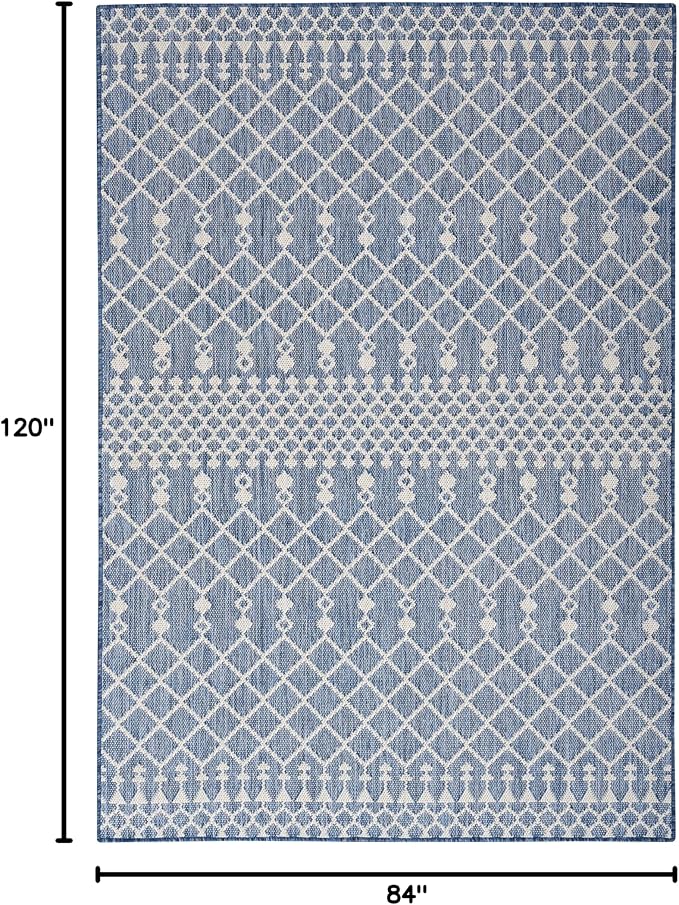 Nourison Home Positano Navy Blue 7' x 10' Area Rug - Easy Clean, Non Shedding, Bed Room, Living Room, Dining Room, Kitchen (7' x 10')