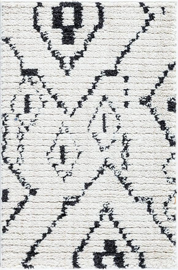 Unique Loom Morocco Collection Tribal, Southwestern, Bohemian Area Rug (2' 2 x 3' 0 Rectangular, Ivory/Black)