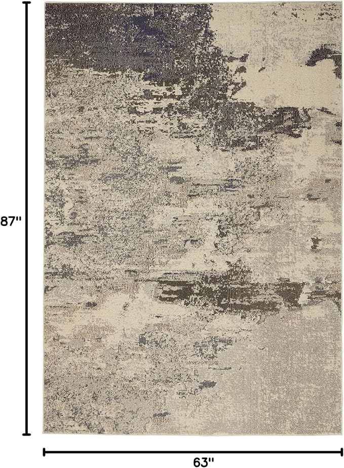 Nourison Home Celestial Ivory Grey 5'3" x 7'3" Area Rug - Easy Clean, Non Shedding, Bed Room, Living Room, Dining Room, Kitchen (5' x 7')