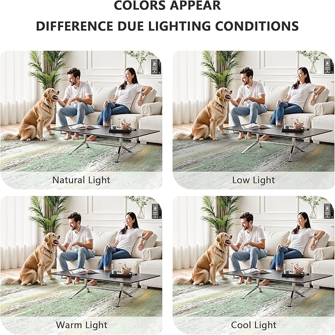 8x10 Area Rugs, Abstract Modern Ultra Soft Washable Rug, Non Slip Carpet with Rubber Back Stain Resistance Rugs for Living Room, Bedroom, Dining Room Decor(Light Green/Cream)