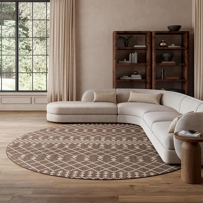 Nourison Home Positano Natural 12' x Round Area Rug - Easy Clean, Non Shedding, Bed Room, Living Room, Dining Room, Kitchen (12' x Round)