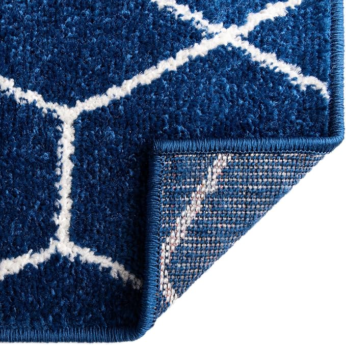 Unique Loom Trellis Frieze Collection Area Rug - Geometric (4' Square, Navy Blue/ Ivory)