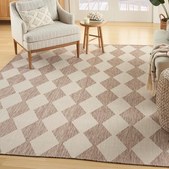 Nourison Home Positano Beige 9' x 12' Area Rug - Easy Clean, Non Shedding, Bed Room, Living Room, Dining Room, Kitchen (9' x 12')