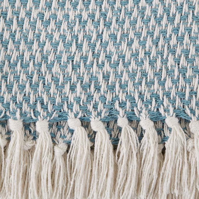 DII Woven Throw Collection 100% Cotton, Basketweave, 50x60, Storm Blue (Pack of 2)