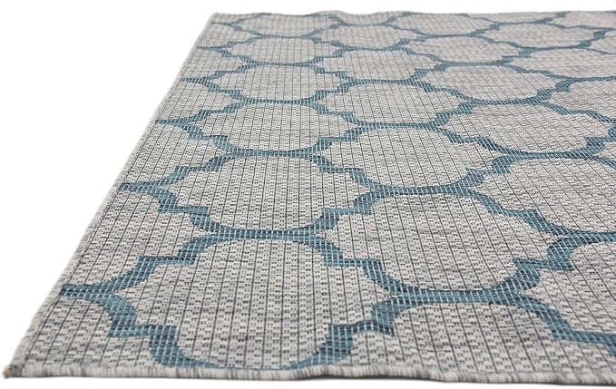 Unique Loom Outdoor Trellis Collection Area Rug (6' 1" x 9' Rectangle, Gray/ Ivory)