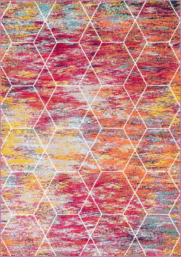 Unique Loom Trellis Frieze Collection Area Rug - Geometric (7' x 10', Multi/ Ivory)