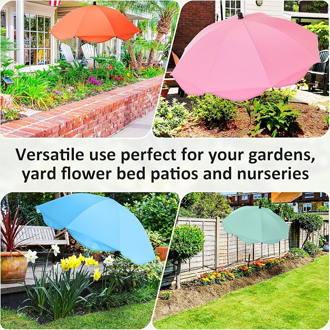8 Pcs 26 Inch Plant Umbrellas for Outdoor Plants Garden Umbrella Shade for Potted Plant, Garden Bed Flower Pot Provide Shade to ‌defend Blazing Sun (8 Colors)