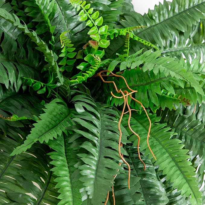 Nearly Natural 40in Boston Fern Artificial Plant, Large Hanging Fake Plant with 56 Long Realistic Fronds, Maintenance-Free Faux Fern for Office and Home Decor
