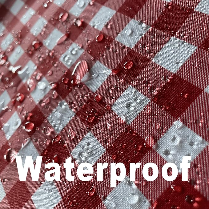 Waterproof Plaid Tablecloth Fabric - Square 58x58 Inch Classic Gingham Checker Table Cloth for Indoor/Outdoor Use - Buffalo Table Cover for Picnics, BBQs, and Parties