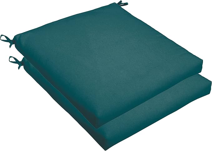 Sorra Home Sunbrella Bristol Square Chair Cushion (Set of 2) - Fade & Water Resistant, Outdoor & Indoor Patio Seat Cushion with Plush Foam - Canvas Teal (19" x 19" x 2.5")